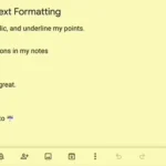 Ảnh động minh họa cách sử dụng tính năng định dạng văn bản nâng cao (rich text formatting) trên Google Keep phiên bản web, bao gồm các tùy chọn như in đậm, in nghiêng và tạo tiêu đề.