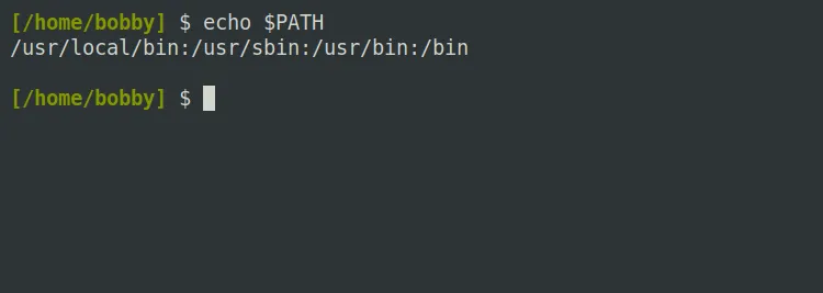 Ảnh minh họa biến môi trường PATH trong Linux hiển thị danh sách các thư mục tìm kiếm lệnh.