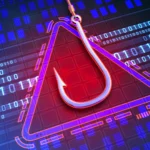 Biểu tượng mũi câu và dữ liệu, minh họa tấn công lừa đảo phishing email