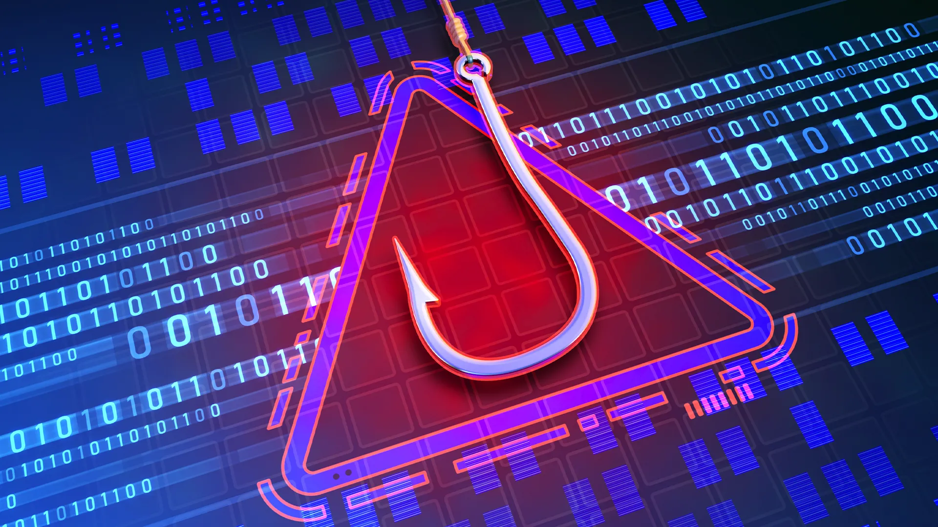 Biểu tượng mũi câu và dữ liệu, minh họa tấn công lừa đảo phishing email
