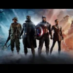 Bốn nhân vật chính trong Marvel 1943: Rise of Hydra bao gồm Captain America, Black Panther (T'Chanda), Gabriel Jones và Nanali, sẵn sàng cho cuộc chiến Thế chiến II.