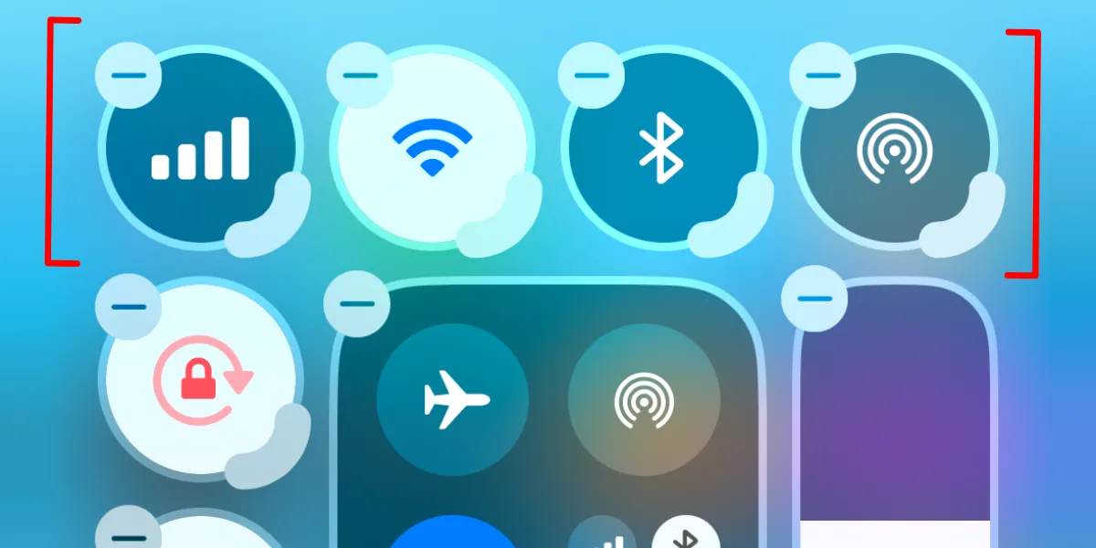 Bốn tùy chọn kết nối chính được sắp xếp ở đầu Control Center iOS 18