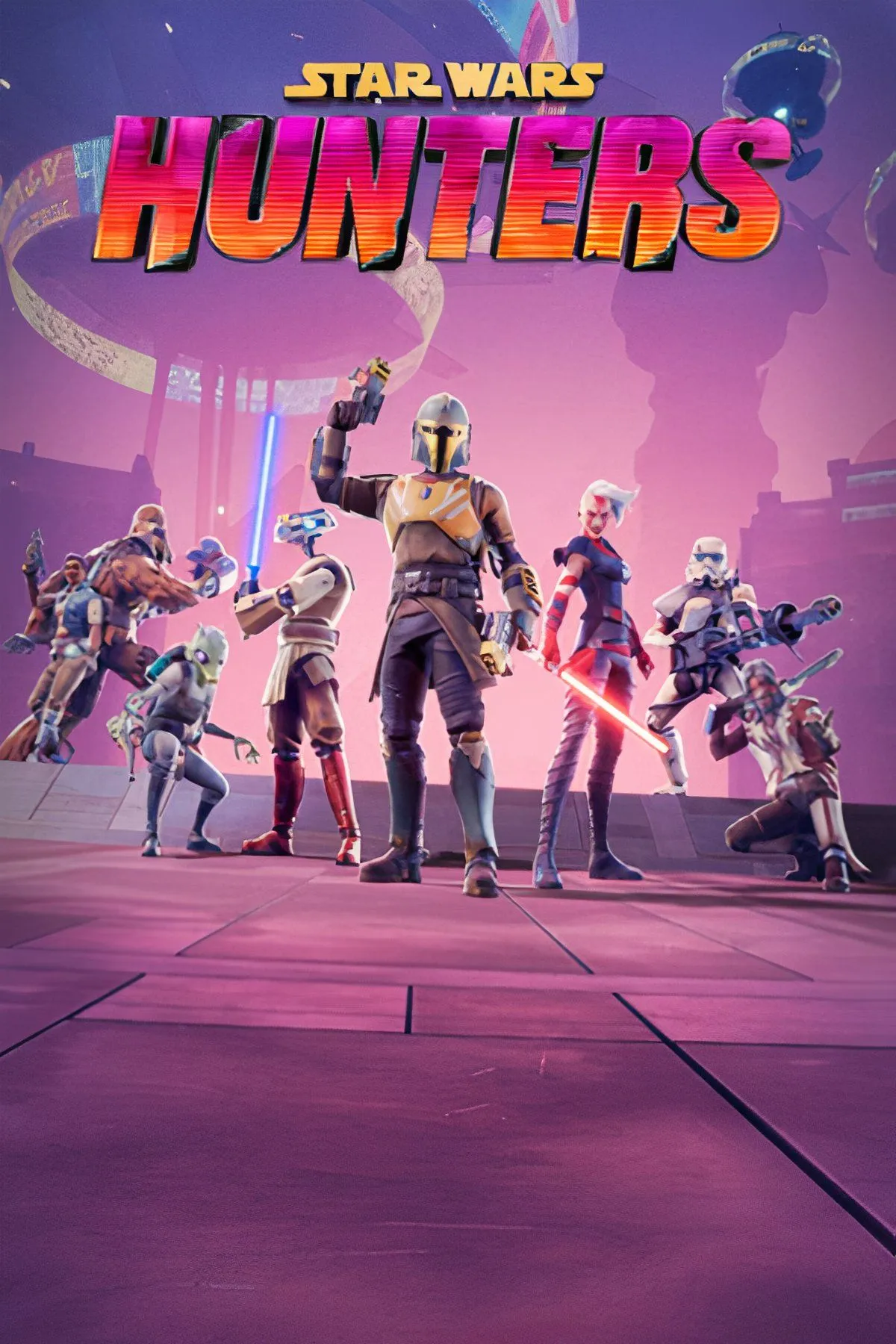 Các nhân vật trong Star Wars: Hunters đang thể hiện kỹ năng chiến đấu trong một trận đấu căng thẳng trên Nintendo Switch.