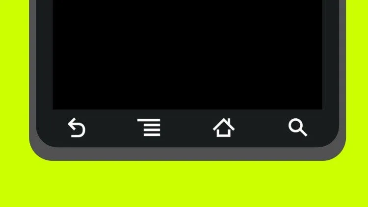 Các nút điều hướng cảm ứng vật lý trên Motorola Droid bao gồm Back, Menu, Home và Search