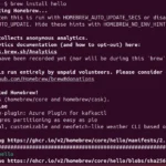 Cài đặt gói "hello" trên Linux bằng Homebrew thông qua giao diện dòng lệnh.