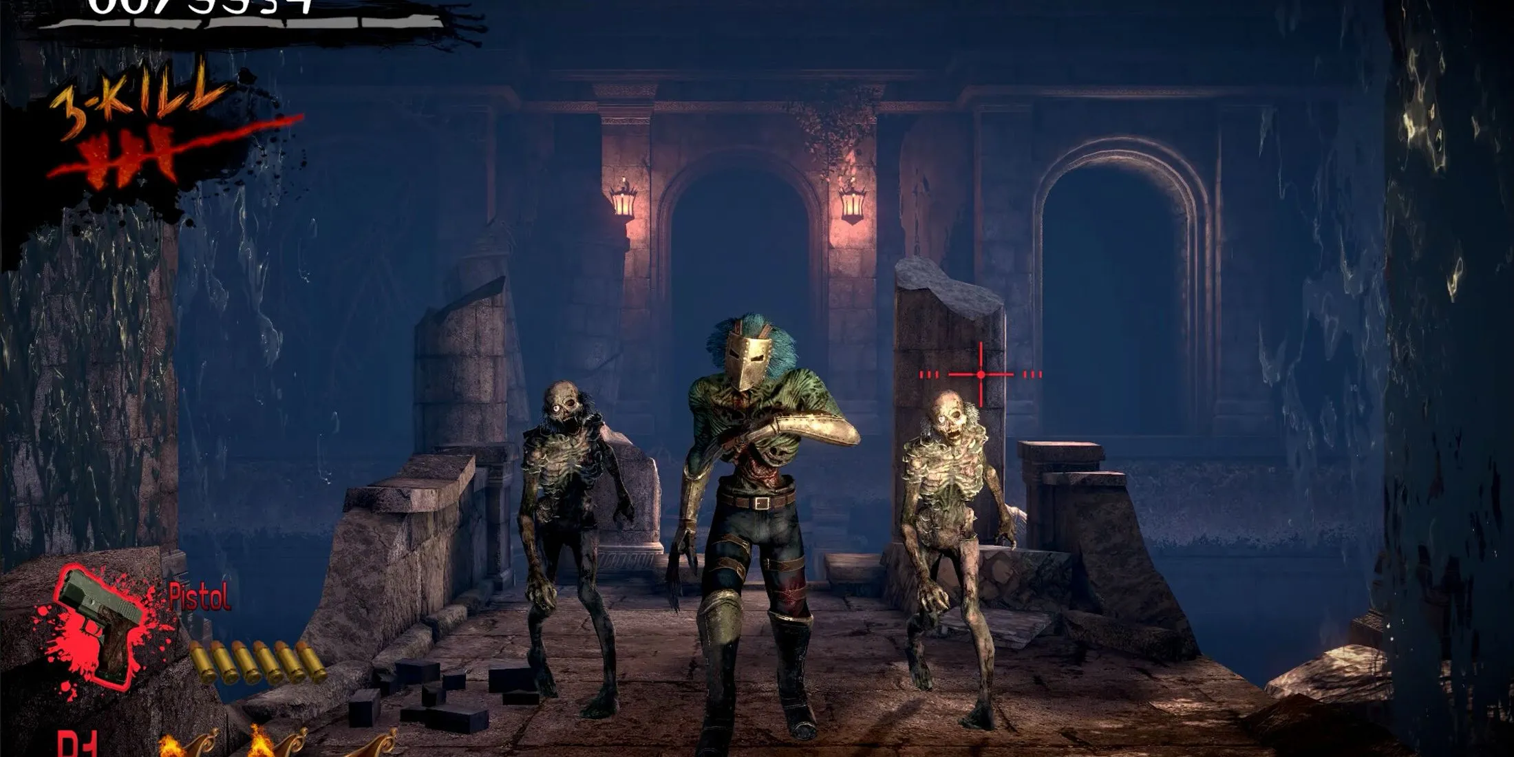 Cảnh bắn zombie kịch tính trong game The House of the Dead 2: Remake.