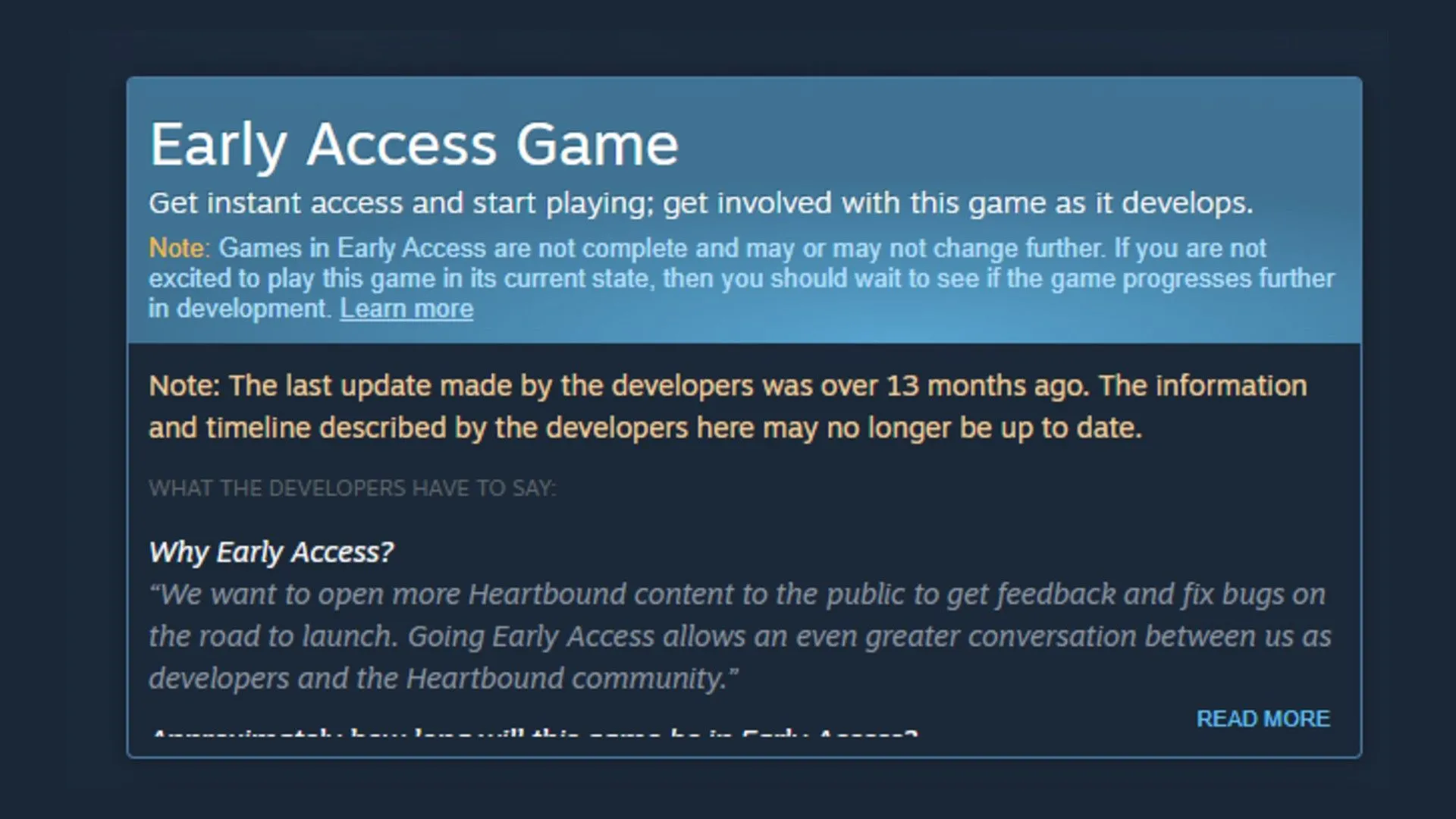 Cảnh báo game Steam Early Access lâu không cập nhật trên trang cửa hàng