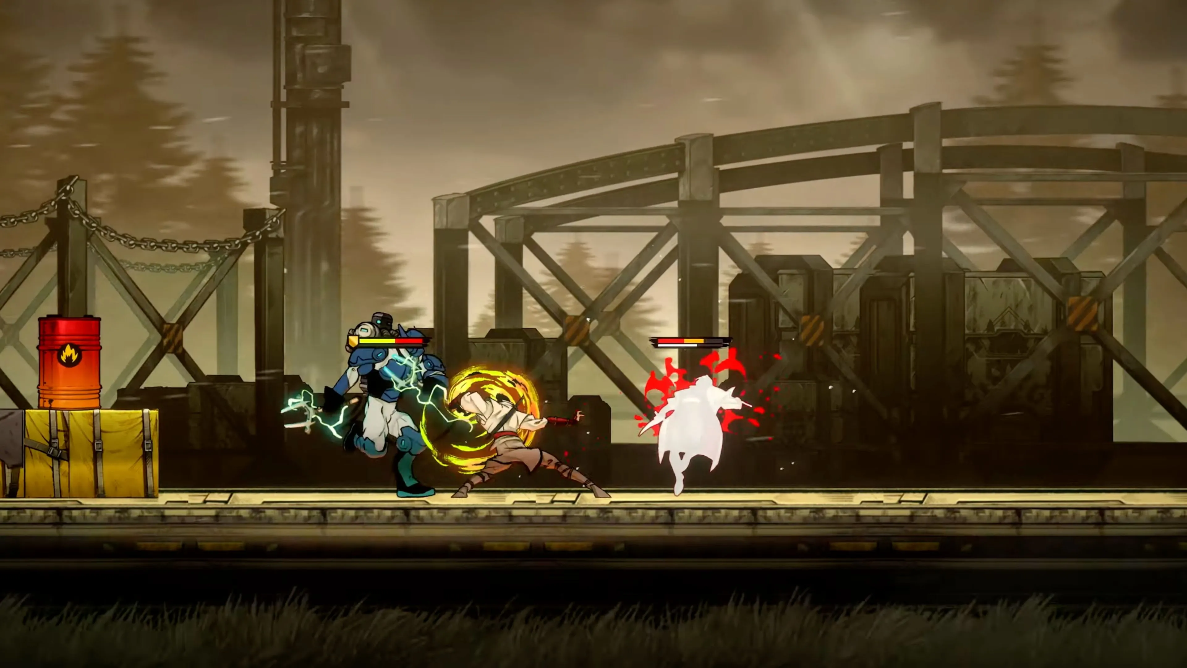 Cảnh nhân vật Shinobi đang chiến đấu trong game Shinobi: Art of Vengeance, thể hiện hoạt ảnh mượt mà.