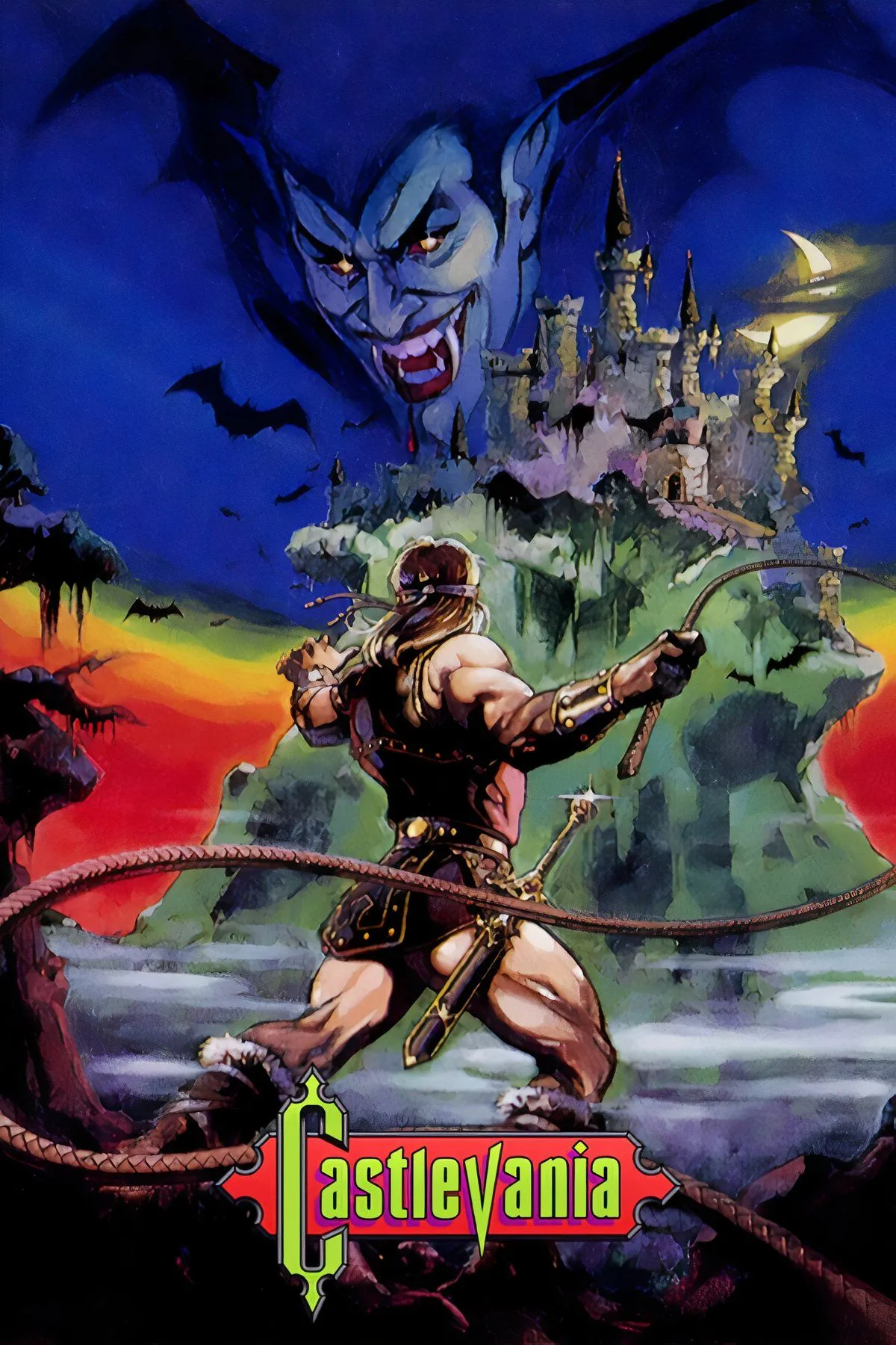 Castlevania - Tổng hợp hình ảnh các nhân vật chính như Richter Belmont và Alucard cùng với lâu đài ma quái, biểu tượng của series game.