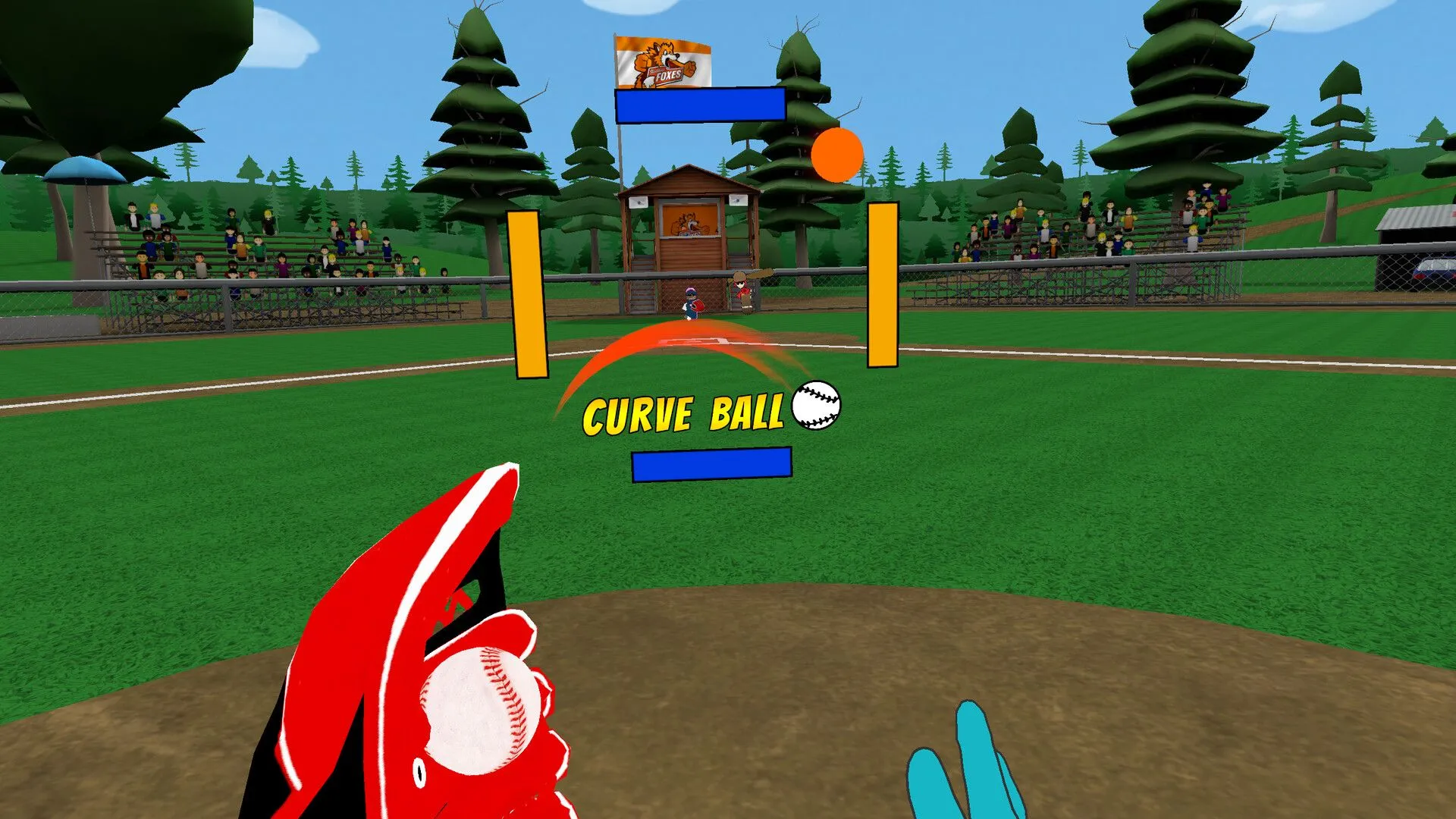 Cầu thủ đang đánh bóng trong game thực tế ảo TOTALLY BASEBALL