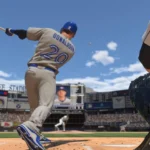 Cầu thủ Josh Donaldson đang đánh bóng trong game MLB The Show 16, minh họa tính năng tùy chỉnh nhạc nền cho từng khoảnh khắc trong game.