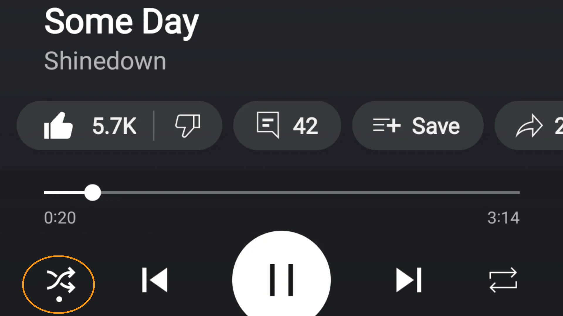 Chỉ báo chế độ phát ngẫu nhiên và lặp lại mới trên ứng dụng YouTube Music