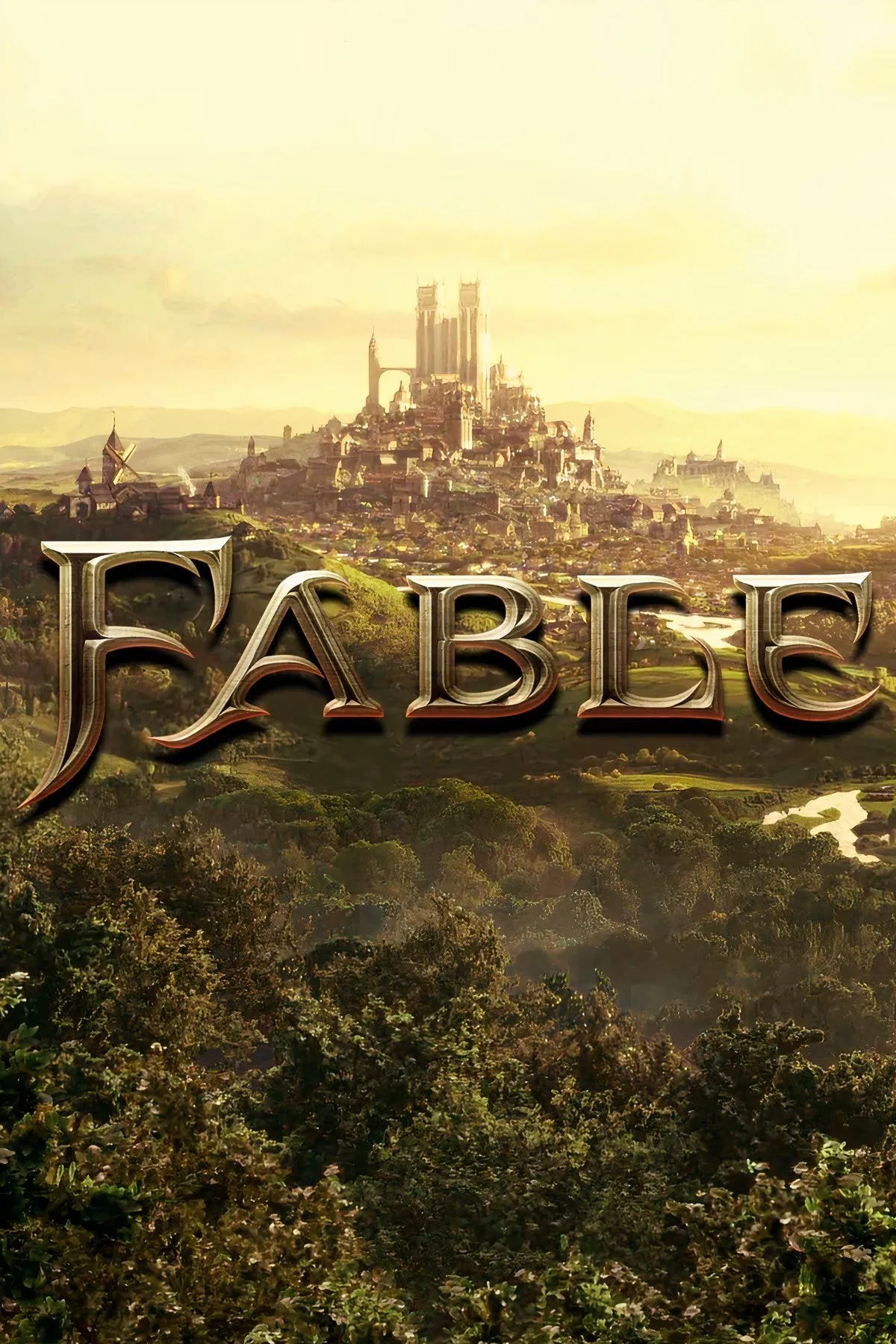 Concept art của game Fable mới, với bối cảnh thế giới giả tưởng đầy màu sắc và nhân vật chính.