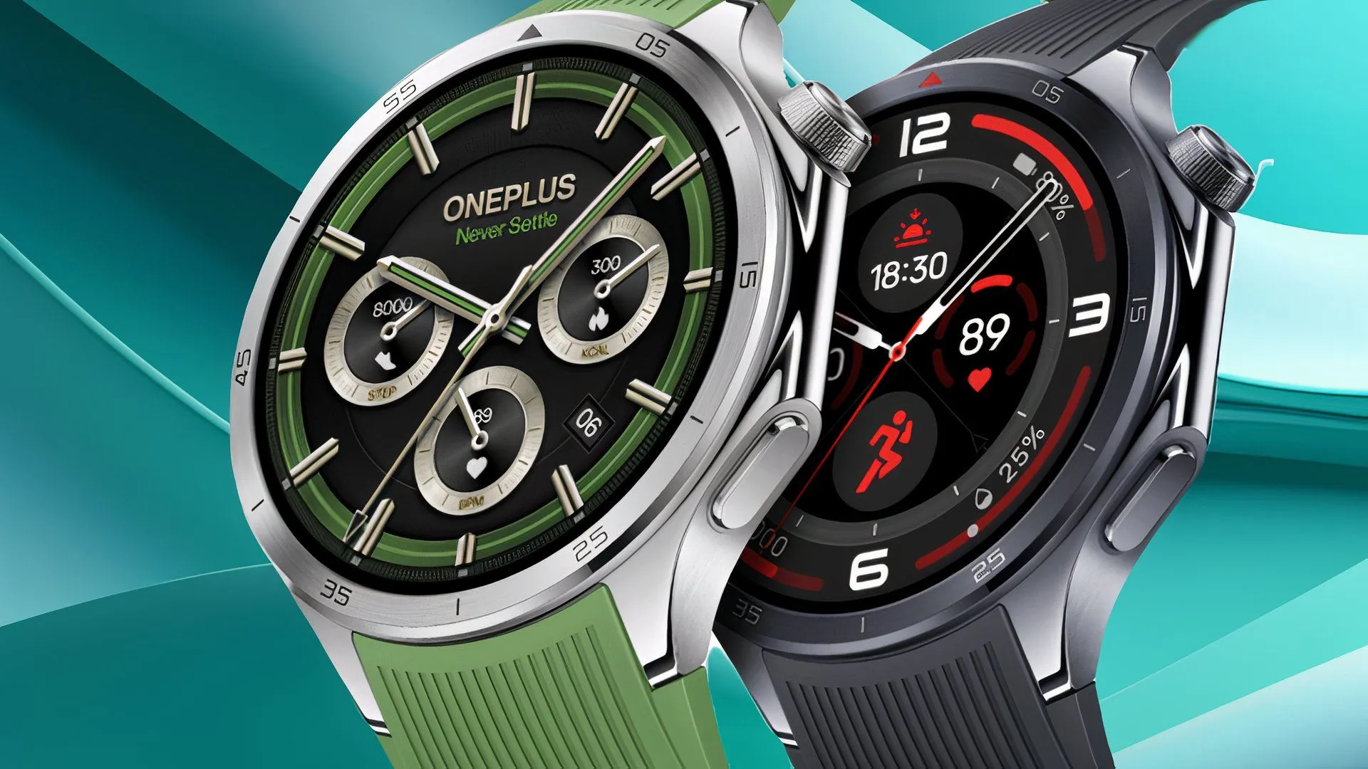 Đồng hồ thông minh OnePlus Watch 3 trên nền xanh
