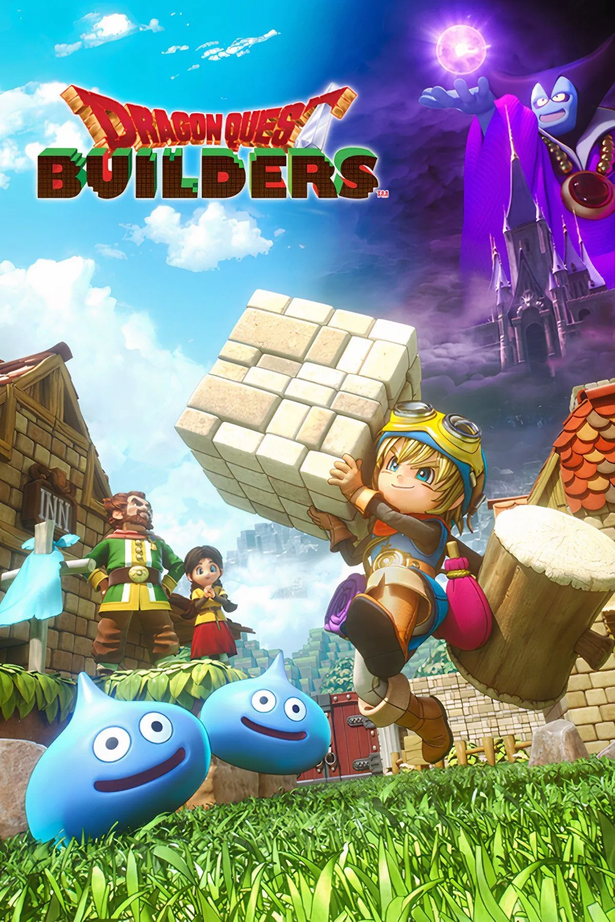 Dragon Quest Builders demo xây dựng làng và chống quái vật