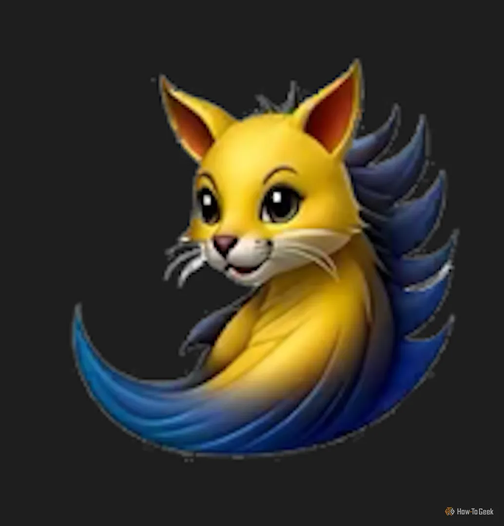 Genmoji sinh vật giống mèo với phong cách đồ họa Yoshitaka Amano, gợi liên tưởng Final Fantasy.