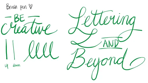 Ghi chú mẫu minh họa hiệu ứng thư pháp của bút Brush Pen trong OneNote với nét vẽ mềm mại