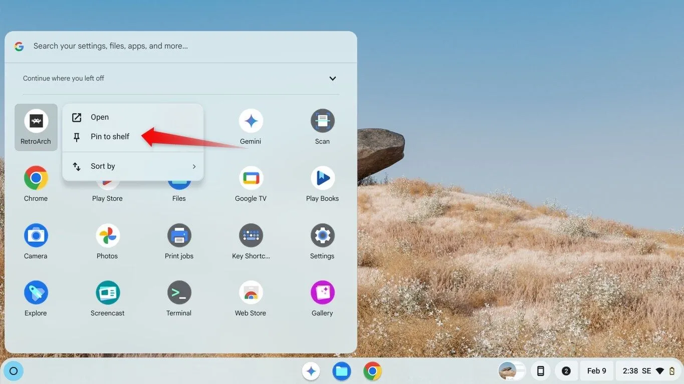 Ghim ứng dụng thường dùng vào thanh Shelf của Chromebook, giúp truy cập nhanh chóng.