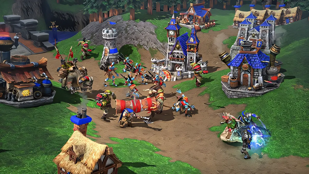 Giao diện bản đồ và quân đội trong game chiến thuật Warcraft III: Reforged