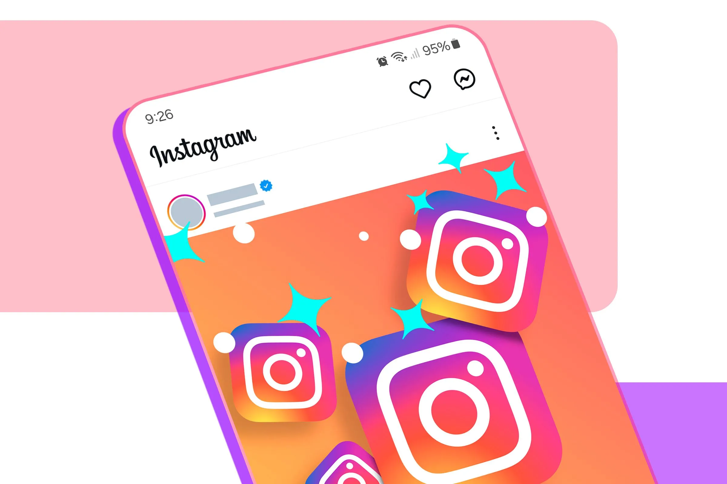 Giao diện bảng tin Instagram với biểu tượng ứng dụng và các hình ảnh gợi liên quan đến việc dọn dẹp ứng dụng