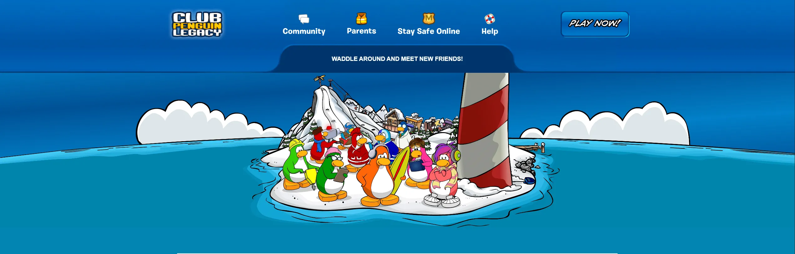 Giao diện chính của Club Penguin Legacy, tựa game trực tuyến giúp rèn luyện kỹ năng giao tiếp và kinh tế.