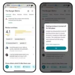 Giao diện Google Maps với thông báo tính năng đánh giá bị tạm khóa tại một địa điểm, minh họa nỗ lực chống đánh giá giả mạo của Google.