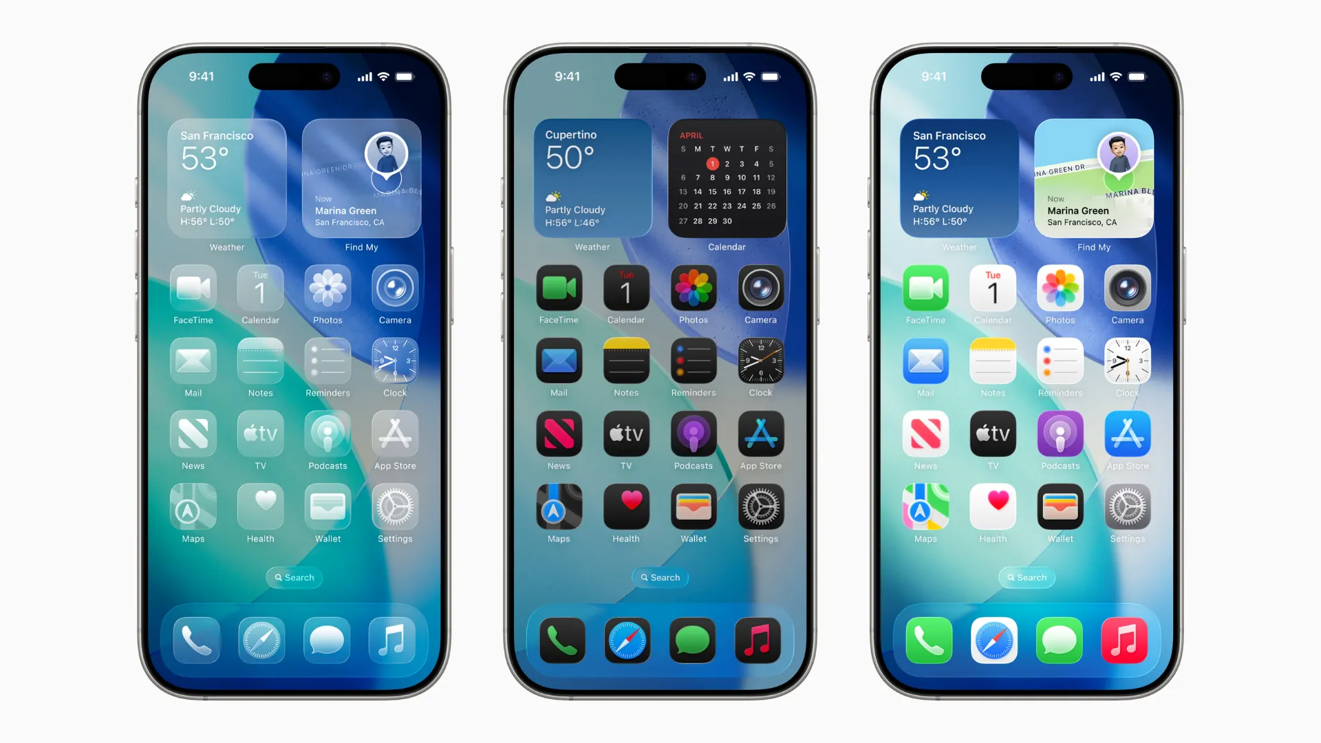 Giao diện người dùng Liquid Glass trên iOS 26 với các yếu tố trong suốt và hiệu ứng chiều sâu