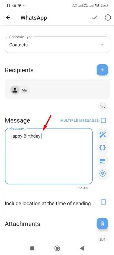 Giao diện nhập tin nhắn trong ứng dụng SKEDit