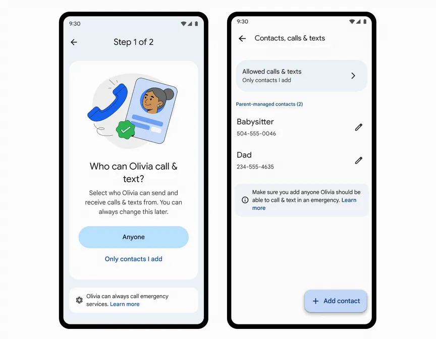 Giao diện quản lý và phê duyệt danh bạ liên lạc cho trẻ em thông qua Google Family Link