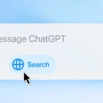 Giao diện thanh tìm kiếm ChatGPT đang được sử dụng, biểu thị tính năng tìm kiếm mới không cần tài khoản.