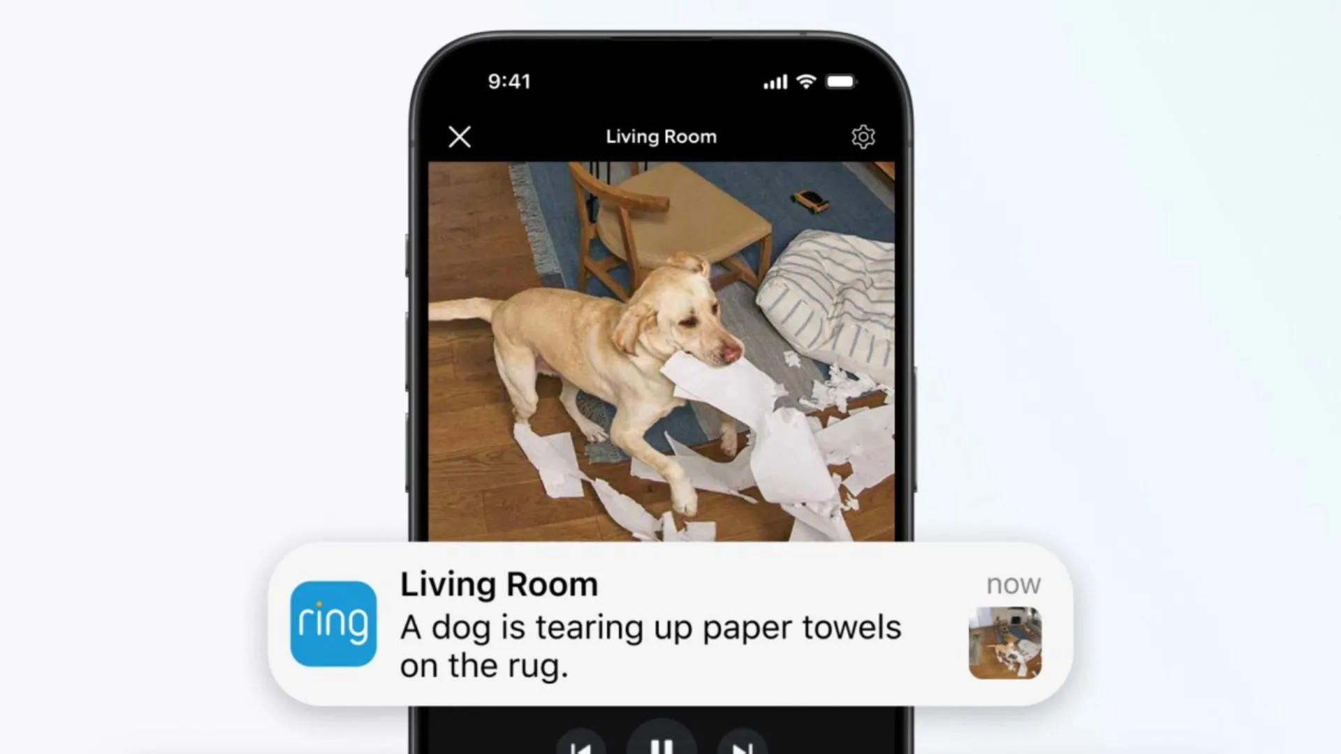 Giao diện thông báo từ camera an ninh Ring với tính năng Video Descriptions cải tiến nhờ AI