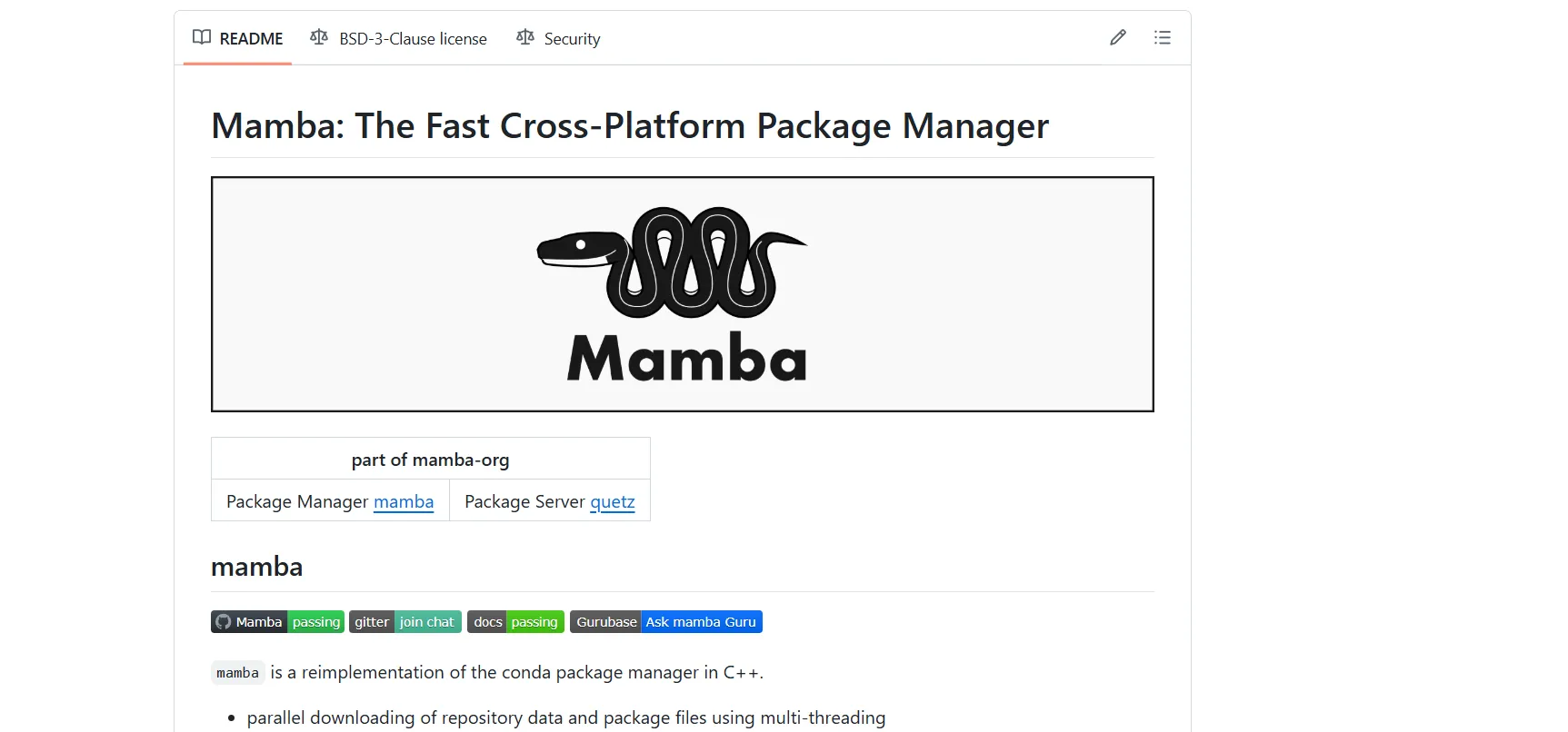 Giao diện trang GitHub của Mamba, nơi cung cấp mã nguồn và thông tin dự án Mamba