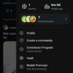 Giao diện trang hồ sơ cá nhân trên ứng dụng Reddit di động.