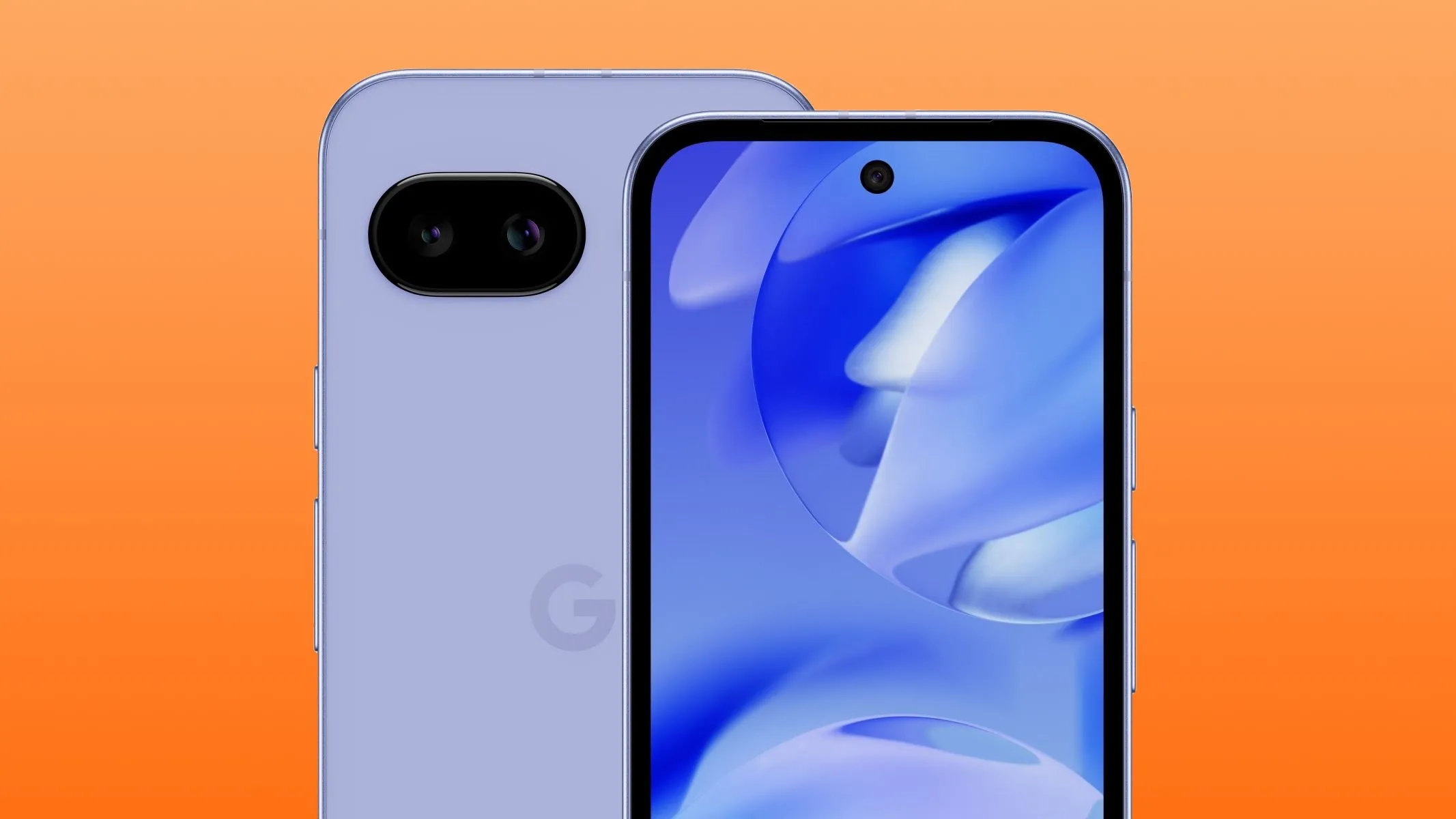 Hai điện thoại Google Pixel 9a với mặt trước và mặt sau được trưng bày.