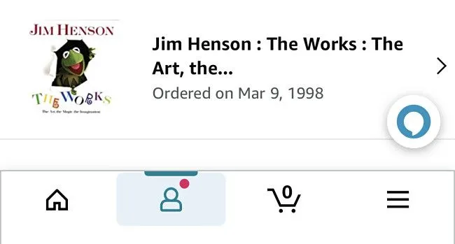 Hiển thị đơn hàng Amazon đầu tiên của bạn trên giao diện ứng dụng di động.