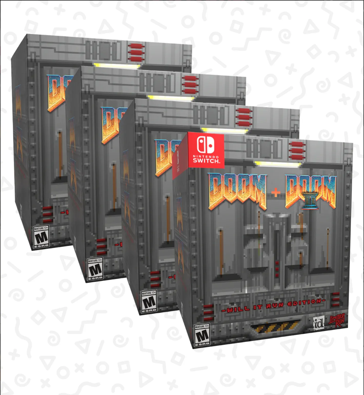Hình ảnh bộ sưu tập DOOM + DOOM II: Will It Run Edition với chiếc hộp đặc biệt có thể chạy game DOOM