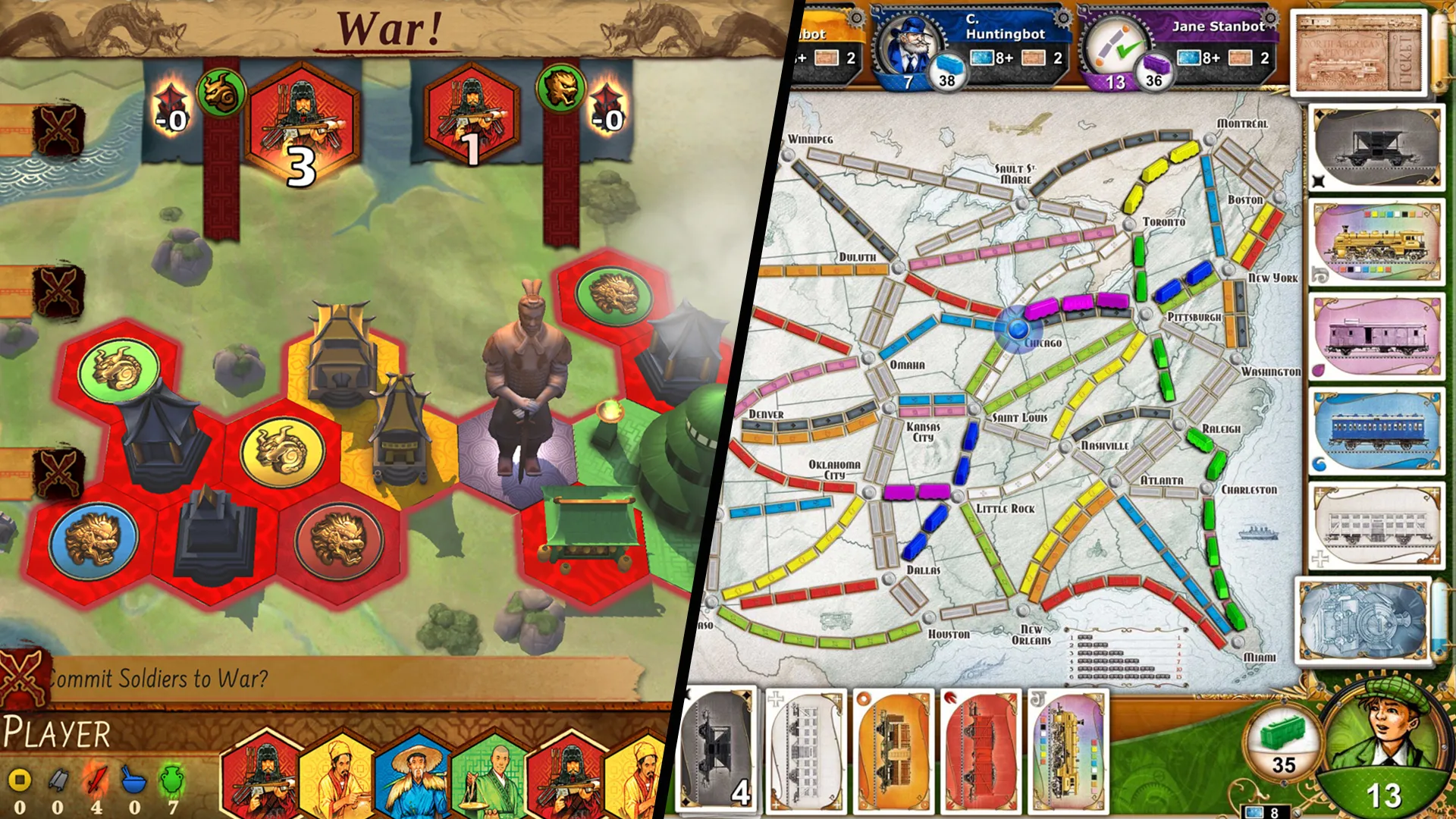 Hình ảnh giao diện của một trò chơi board game kỹ thuật số trên màn hình máy tính bảng, tối ưu cho trải nghiệm nhiều người chơi