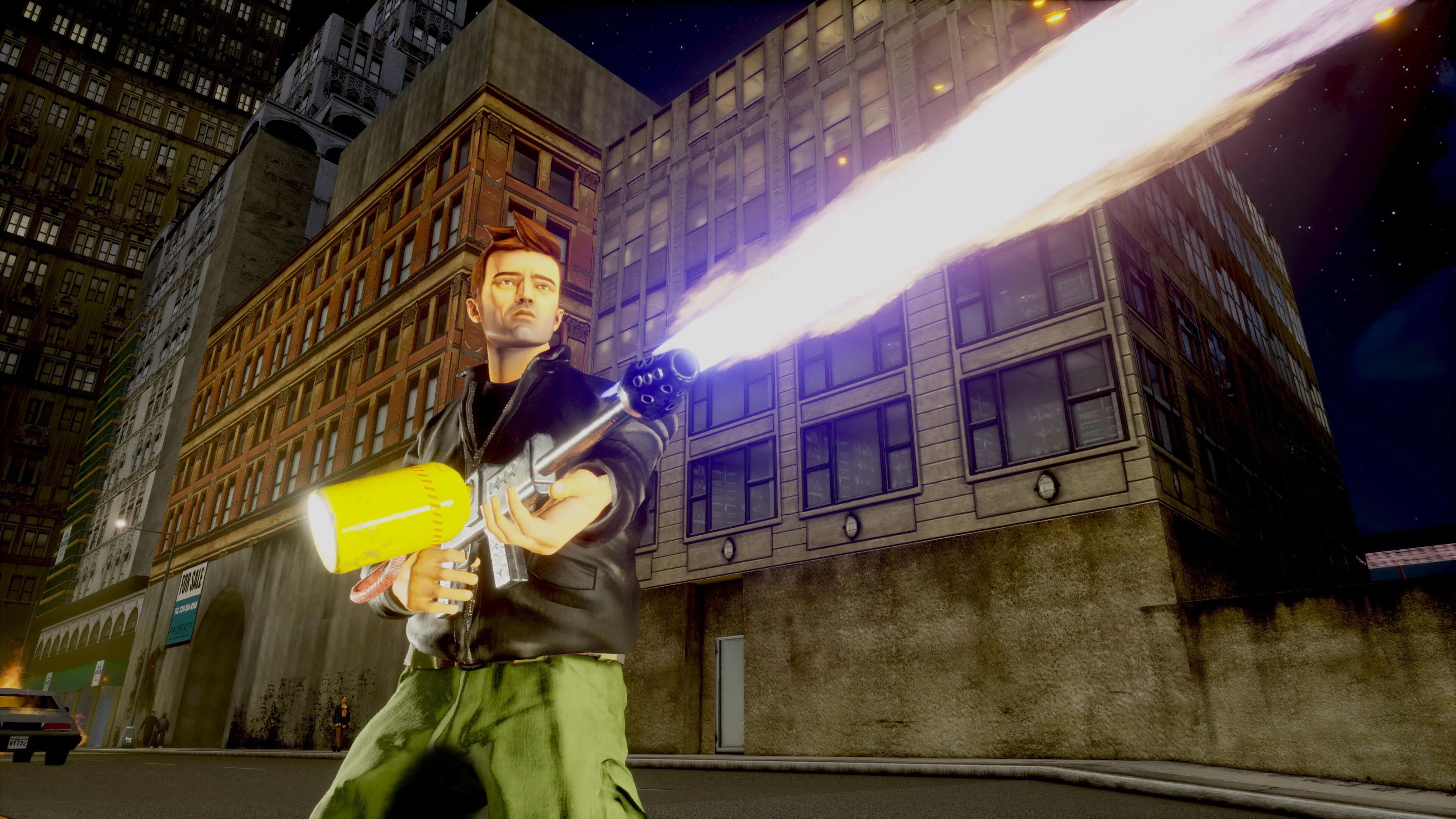 Hình ảnh Grand Theft Auto III: The Definitive Edition thể hiện các vấn đề đồ họa khi áp dụng AI upscaling.
