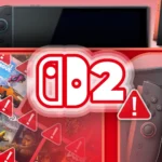 Hình ảnh minh họa Nintendo Switch 2 với biểu tượng và các trò chơi kèm cảnh báo tương thích, cho thấy cơ chế lai giữa giả lập và phần cứng.