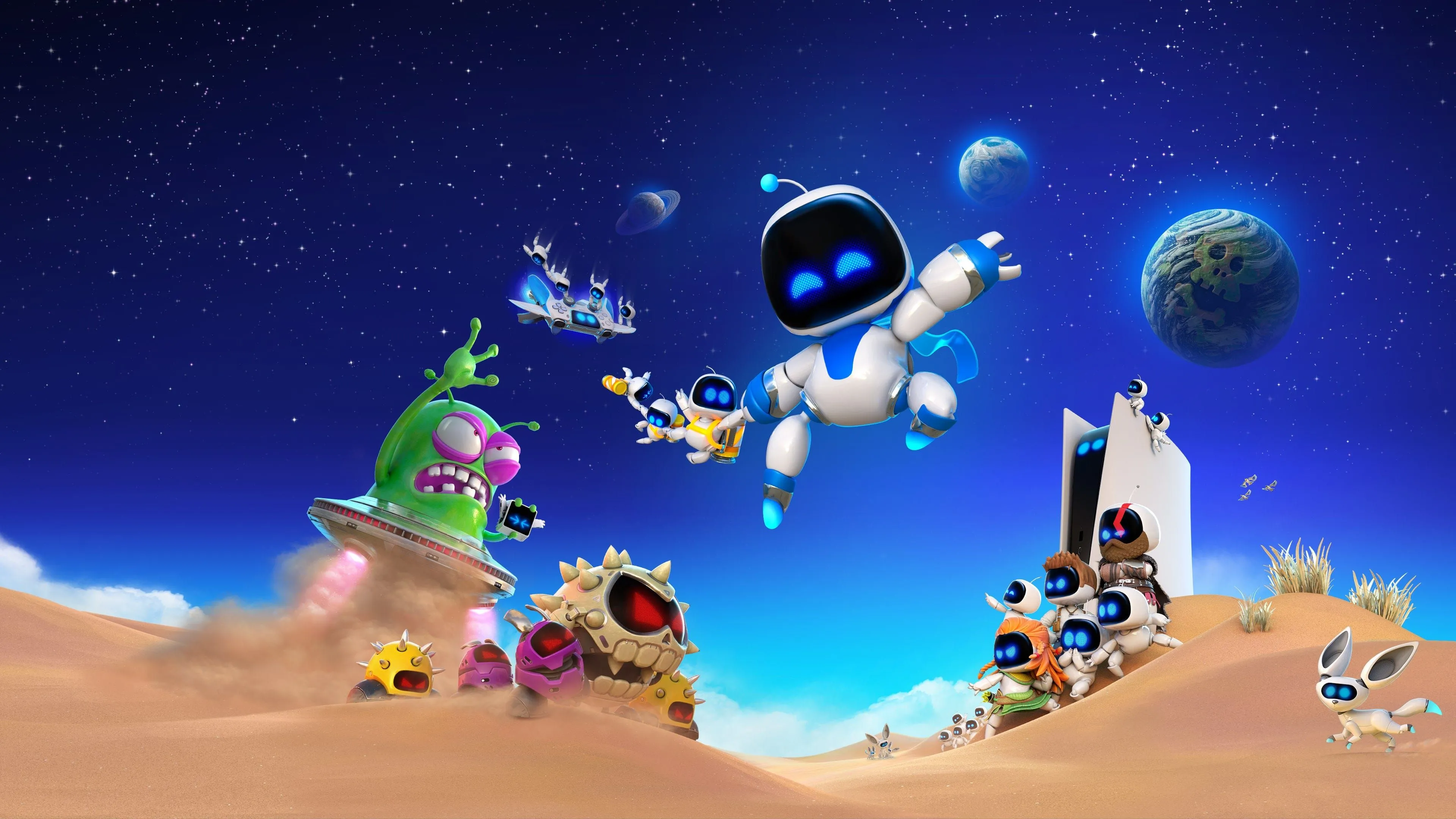 Hình ảnh quảng cáo Astro Bot, tựa game độc quyền nổi bật minh họa khả năng sáng tạo của console PS5