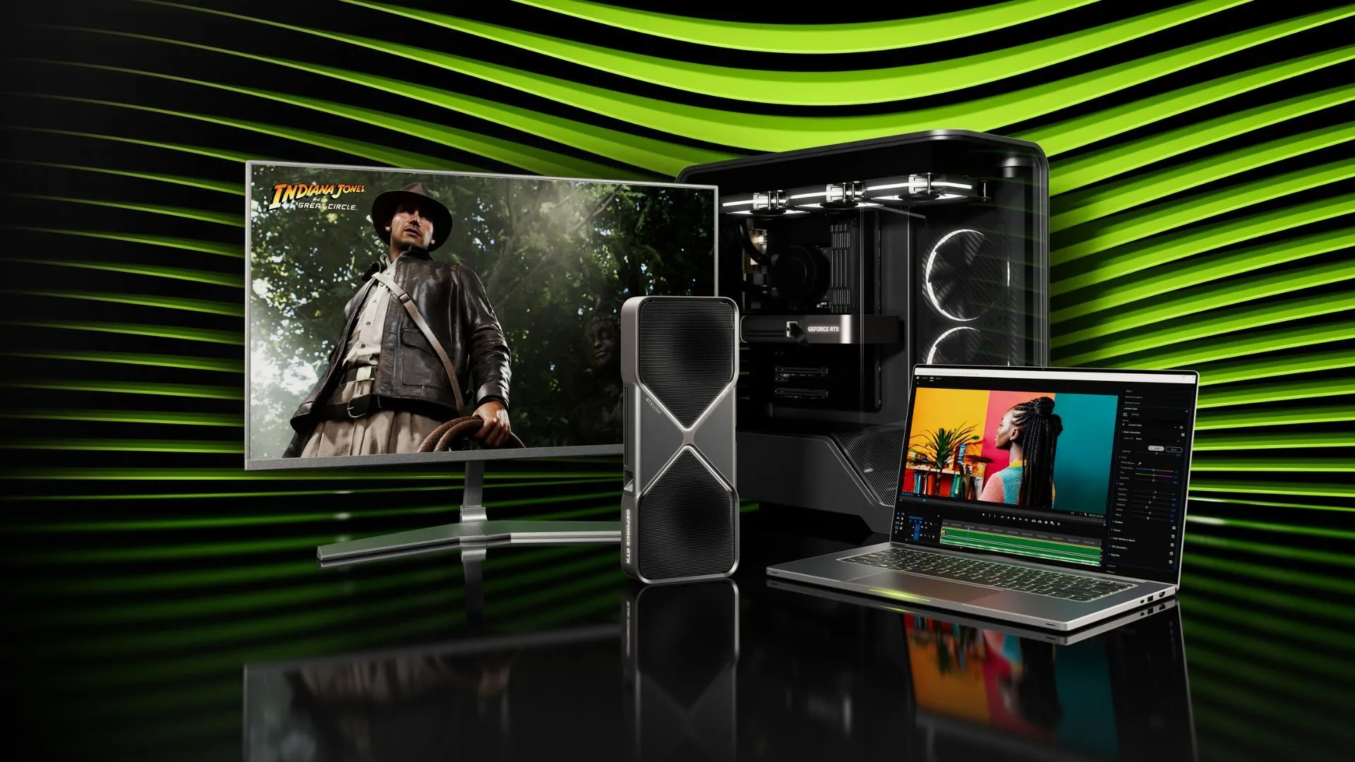 Hình ảnh quảng cáo dòng card đồ họa NVIDIA RTX 50, minh họa việc ngừng hỗ trợ PhysX trên các mẫu mới