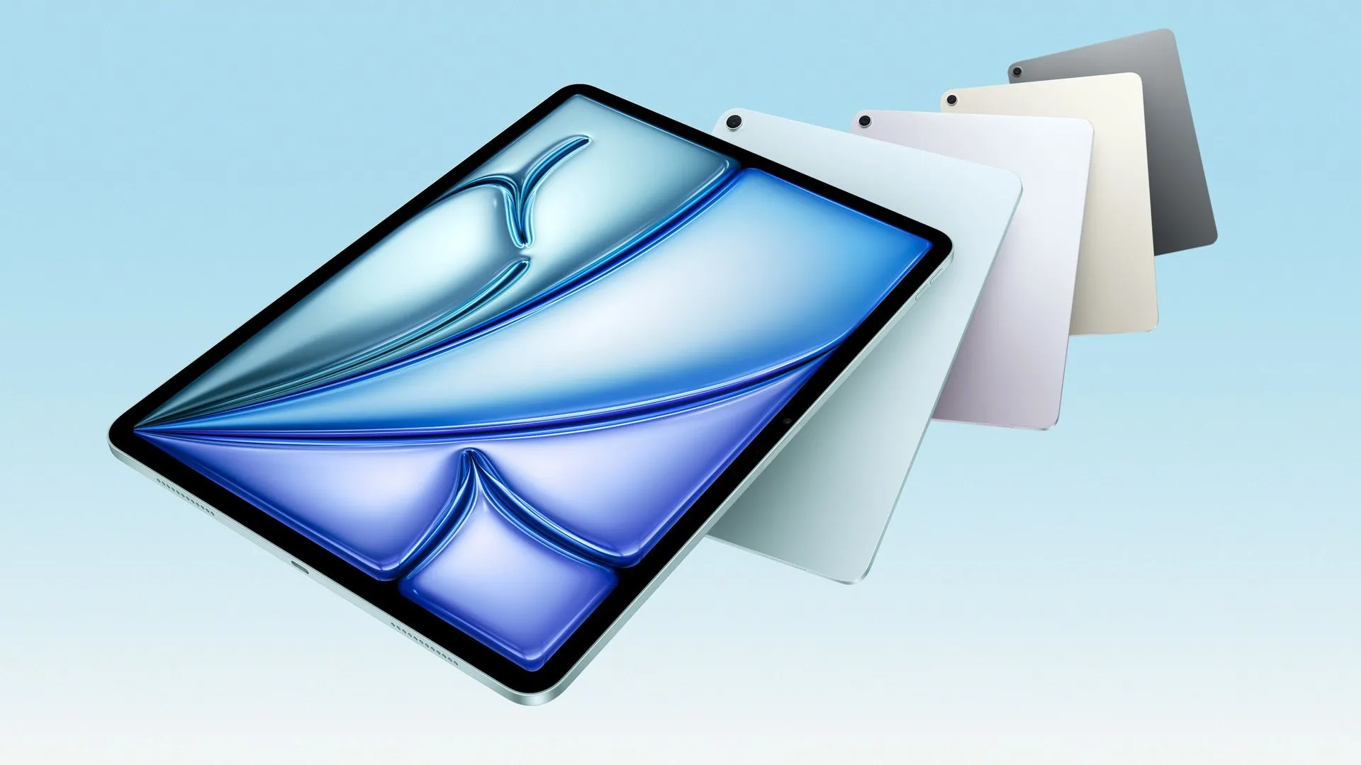 iPad Air màu xanh lá cây đặt trên bàn