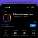 iPhone hiển thị ứng dụng Edits của Instagram trên App Store