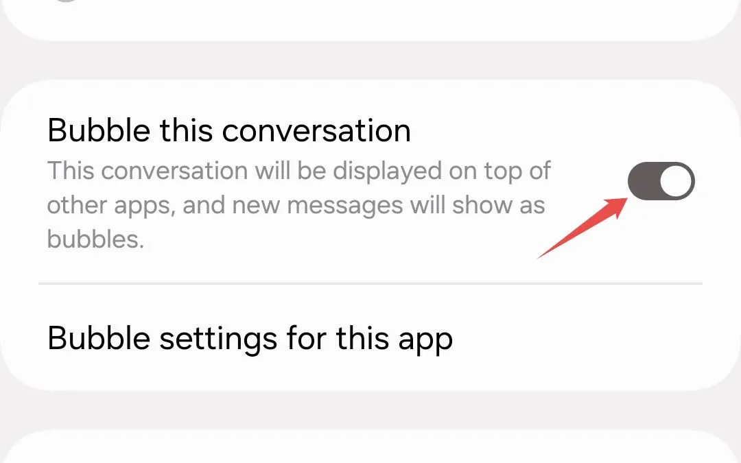 Kích hoạt tính năng bong bóng chat cho cuộc hội thoại trong Google Messages