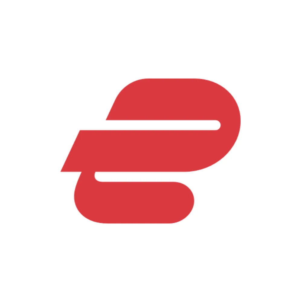 Logo ExpressVPN màu xanh và trắng trên nền tối