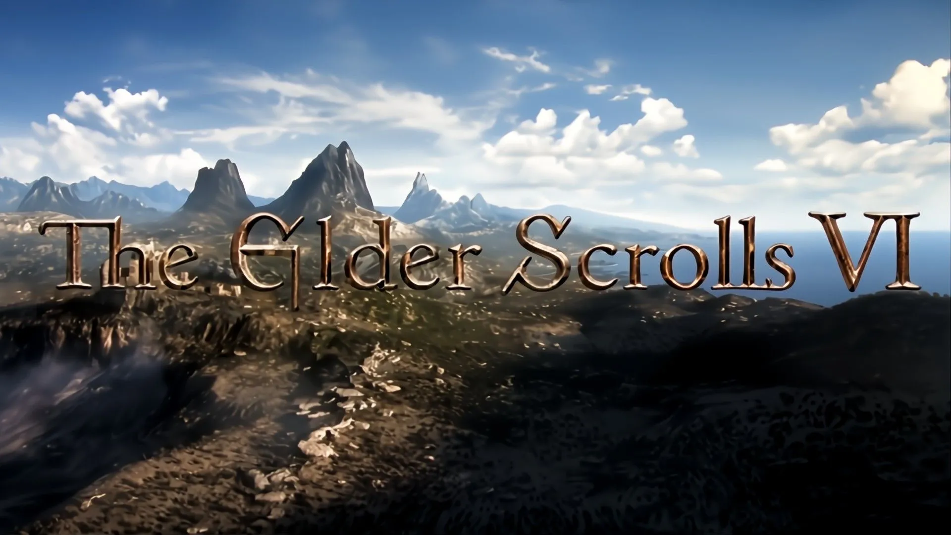 Logo The Elder Scrolls VI trên nền phong cảnh giả tưởng, thông báo về cơ hội tạo NPC thông qua đấu giá từ thiện
