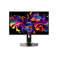 Màn hình MSI MAG 271QPX QD-OLED E2 trên nền trong suốt, làm nổi bật thiết kế