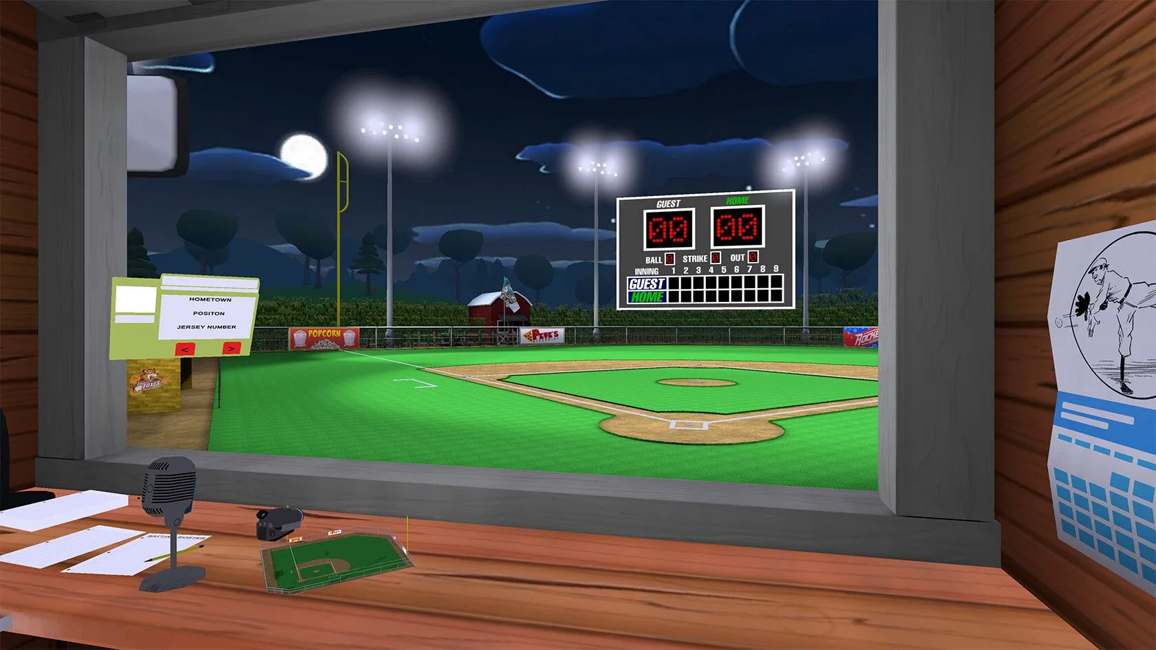 Màn hình người chơi bắt bóng trong game bóng chày VR TOTALLY BASEBALL