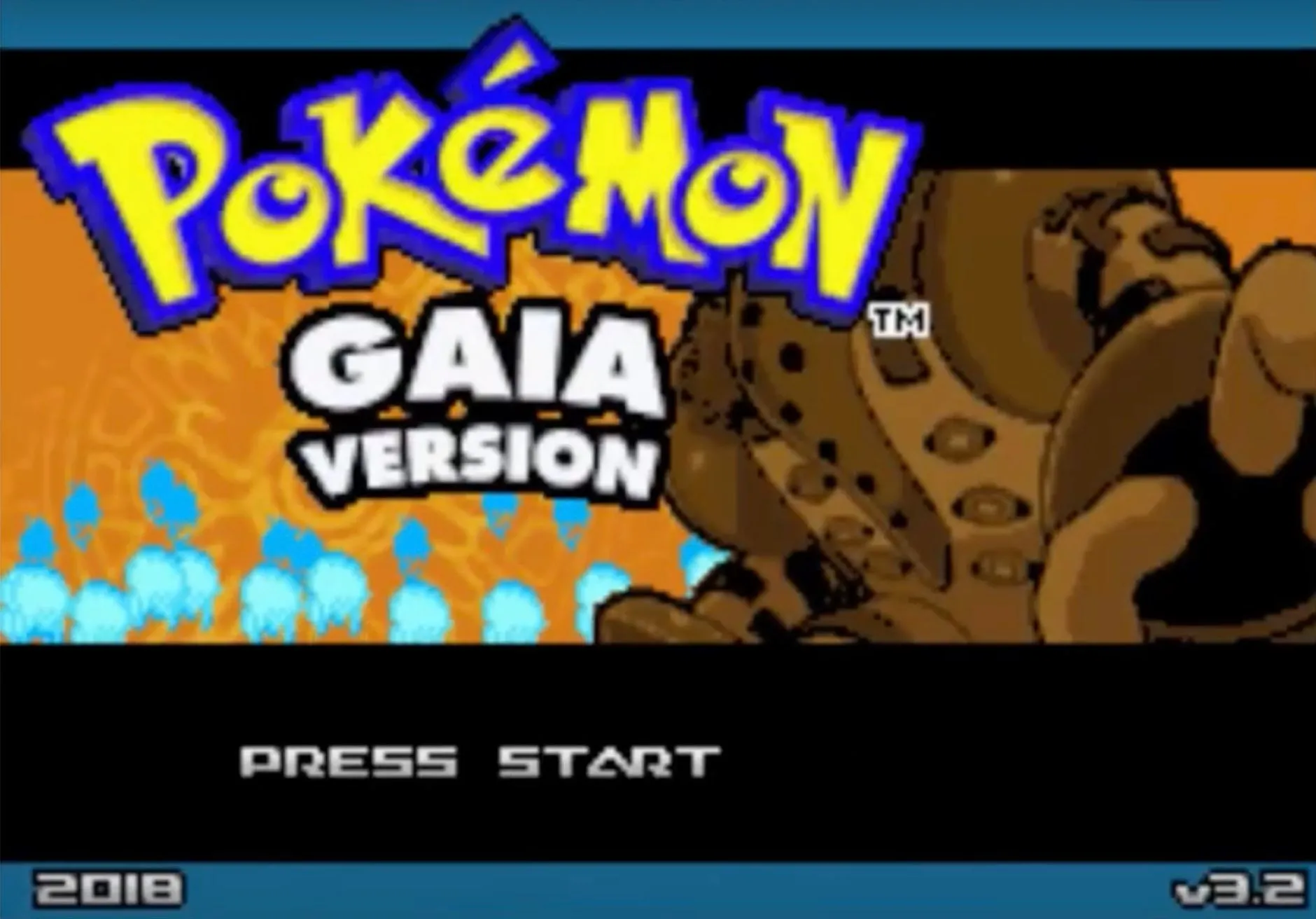 Màn hình tiêu đề ROM hack Pokémon Gaia với logo game và Pokémon Articuno