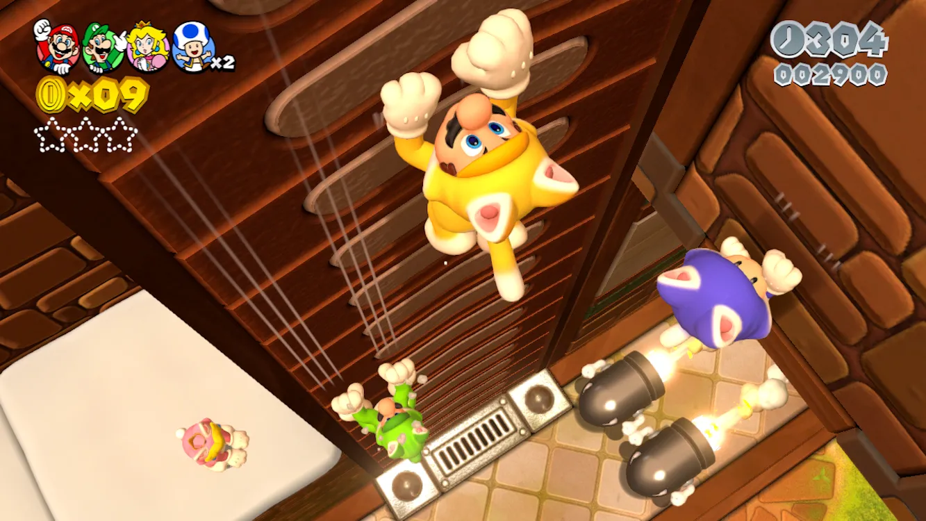 Mario khoác lên mình bộ đồ mèo biểu tượng trong Super Mario 3D World, một trong những điểm nhấn của game trên Wii U.